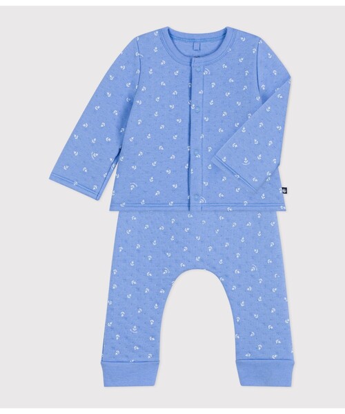 PETIT BATEAU（プチバトー）の「ベビー２点セット（カーディガン/ボレロ・キッズ・ホワイト×ブルー・6MONTH/18MONTH/12MONTH）」の4枚目の写真