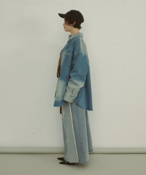 MIRROR STOKE（ミラーストーク）の「【ZOZO限定】VINTAGE DENIM SHIRT JACKET/ヴィンテージデニムシャツジャケット（シャツ/ブラウス・レディース・サックスブルー/ダークブルー・MEDIUM）」の5枚目の写真