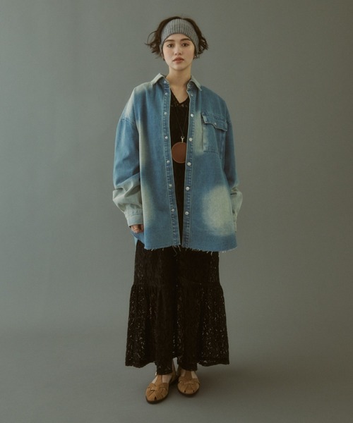 MIRROR STOKE（ミラーストーク）の「【ZOZO限定】VINTAGE DENIM SHIRT JACKET/ヴィンテージデニムシャツジャケット（シャツ/ブラウス・レディース・サックスブルー/ダークブルー・MEDIUM）」の15枚目の写真
