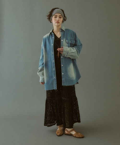 MIRROR STOKE（ミラーストーク）の「【ZOZO限定】VINTAGE DENIM SHIRT JACKET/ヴィンテージデニムシャツジャケット（シャツ/ブラウス・レディース・サックスブルー/ダークブルー・MEDIUM）」の16枚目の写真