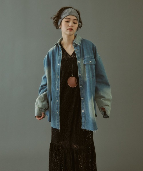 MIRROR STOKE（ミラーストーク）の「【ZOZO限定】VINTAGE DENIM SHIRT JACKET/ヴィンテージデニムシャツジャケット（シャツ/ブラウス・レディース・サックスブルー/ダークブルー・MEDIUM）」の17枚目の写真