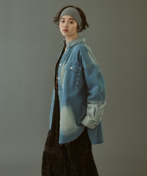 MIRROR STOKE（ミラーストーク）の「【ZOZO限定】VINTAGE DENIM SHIRT JACKET/ヴィンテージデニムシャツジャケット（シャツ/ブラウス・レディース・サックスブルー/ダークブルー・MEDIUM）」の19枚目の写真