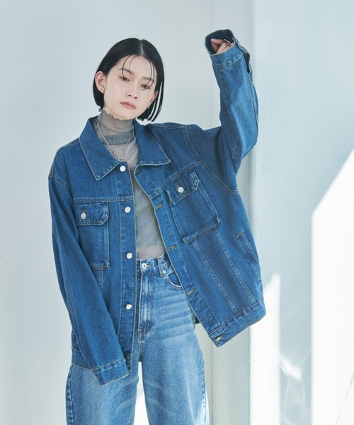Shelly island（シェリーアイランド）の「ビッグシルエットデニムジャケット（デニムジャケット・レディース・ブルー・FREE）」の10枚目の写真