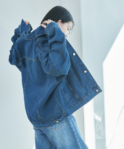 Shelly island（シェリーアイランド）の「ビッグシルエットデニムジャケット（デニムジャケット・レディース・ブルー・FREE）」の12枚目の写真