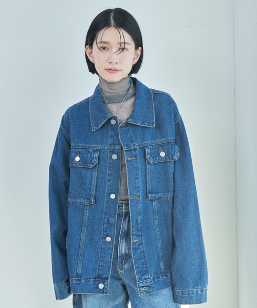 Shelly island（シェリーアイランド）の「ビッグシルエットデニムジャケット（デニムジャケット・レディース・ブルー・FREE）」の13枚目の写真