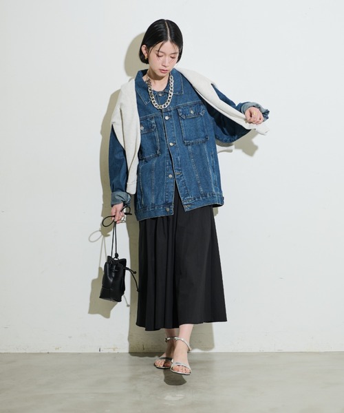 Shelly island（シェリーアイランド）の「ビッグシルエットデニムジャケット（デニムジャケット・レディース・ブルー・FREE）」の15枚目の写真