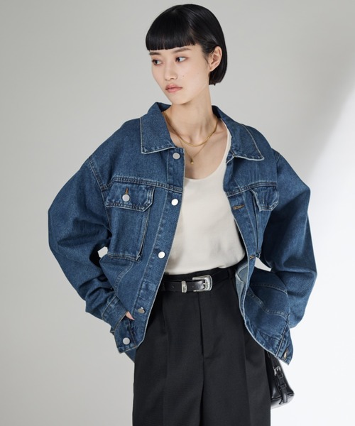 Shelly island（シェリーアイランド）の「ビッグシルエットデニムジャケット（デニムジャケット・レディース・ブルー・FREE）」の19枚目の写真