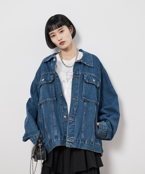 Shelly island（シェリーアイランド）の「ビッグシルエットデニムジャケット（デニムジャケット・レディース・ブルー・FREE）」の3枚目の写真