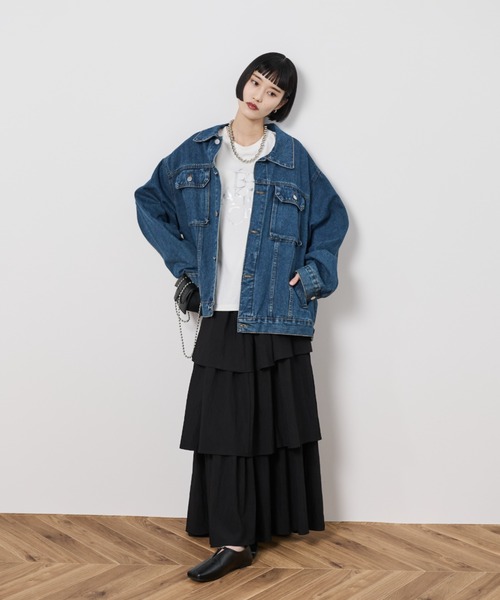 Shelly island（シェリーアイランド）の「ビッグシルエットデニムジャケット（デニムジャケット・レディース・ブルー・FREE）」の2枚目の写真