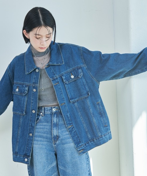Shelly island（シェリーアイランド）の「ビッグシルエットデニムジャケット（デニムジャケット・レディース・ブルー・FREE）」の20枚目の写真