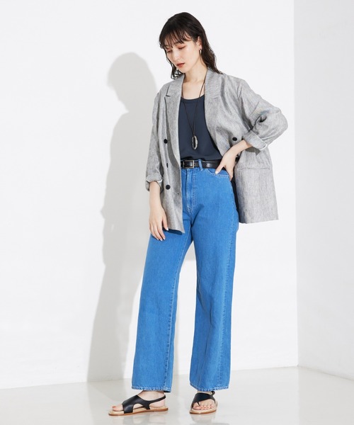 qualite(カリテ)の「【e×カリテ】“美脚見えデニム”コットンリネンデニム/春服/セットアップ(デニムパンツ・レディース・ブルー・38/36/40)」の4枚目の写真