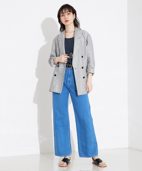 qualite(カリテ)の「【e×カリテ】“美脚見えデニム”コットンリネンデニム/春服/セットアップ(デニムパンツ・レディース・ブルー・38/36/40)」の5枚目の写真