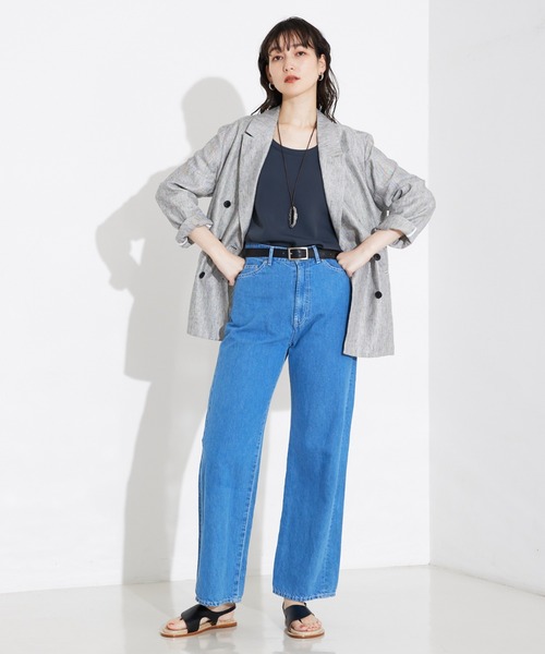 qualite(カリテ)の「【e×カリテ】“美脚見えデニム”コットンリネンデニム/春服/セットアップ(デニムパンツ・レディース・ブルー・38/36/40)」の6枚目の写真