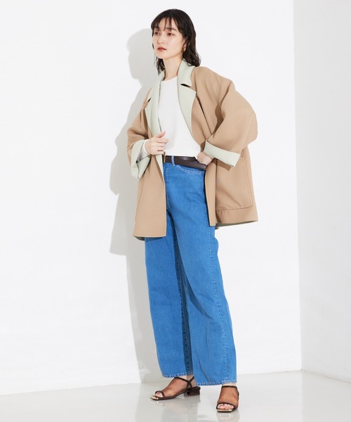 qualite(カリテ)の「【e×カリテ】“美脚見えデニム”コットンリネンデニム/春服/セットアップ(デニムパンツ・レディース・ブルー・38/36/40)」の7枚目の写真