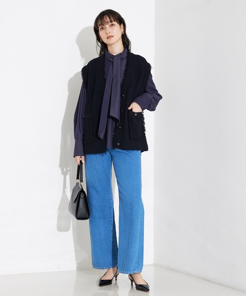 qualite(カリテ)の「【e×カリテ】“美脚見えデニム”コットンリネンデニム/春服/セットアップ(デニムパンツ・レディース・ブルー・38/36/40)」の9枚目の写真