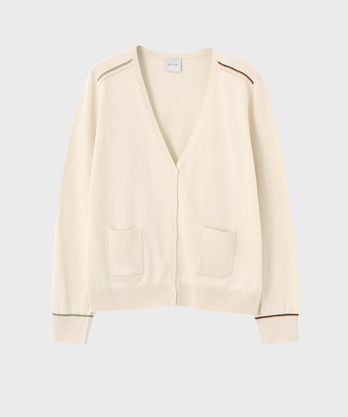 Paul Smith（ポールスミス）の「ウィメンズ "Signature Stripe" アイレット カーディガン / 155222 527N（ニット/セーター・レディース・オレンジ/オフホワイト/グリーン/ブラック・MEDIUM）」の2枚目の写真