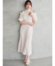 MERCURYDUO | 異素材ドッキングオフショルニットハーフスリーブワンピース(ワンピース)