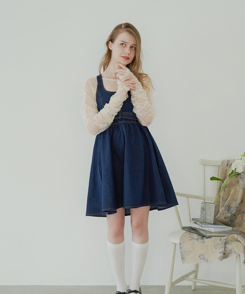 Ambre Neige（アンブルネージュ）の「tulle shirring tops / チュールシャーリングトップス（Tシャツ/カットソー・レディース・ブラック/アイボリー/ライトグレー・FREE）」の9枚目の写真