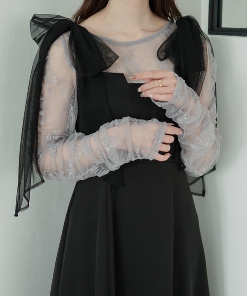 tulle shirring tops / チュールシャーリングトップス（Tシャツ