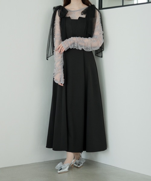 Ambre Neige（アンブルネージュ）の「tulle shirring tops / チュールシャーリングトップス（Tシャツ/カットソー・レディース・ブラック/アイボリー/ライトグレー・FREE）」の17枚目の写真