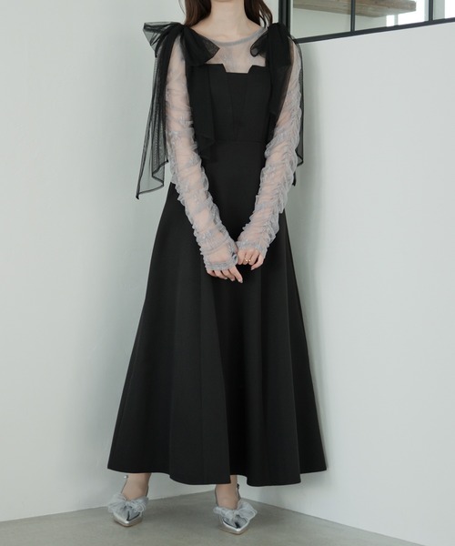Ambre Neige（アンブルネージュ）の「tulle shirring tops / チュールシャーリングトップス（Tシャツ/カットソー・レディース・ブラック/アイボリー/ライトグレー・FREE）」の18枚目の写真