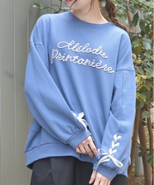 axes femme(アクシーズファム)の「アソート刺繍編上げトレーナー(Tシャツ/カットソー・レディース・イエロー/キナリ/ブルー/グレイッシュベージュ・FREE)」の2枚目の写真