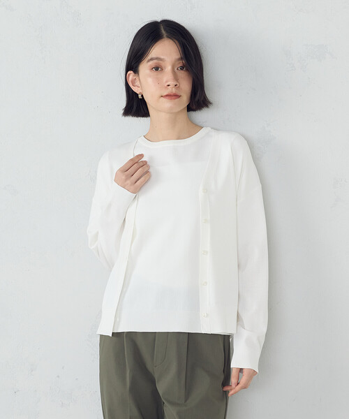 COMME CA ISM(コムサイズム)の「【ウォッシャブル・UVカット】ベーシック サマーニットカーディガン(カーディガン/ボレロ・レディース・ブラック/ホワイト/グリーン/モカ・MEDIUM/LARGE)」の8枚目の写真