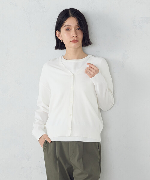 COMME CA ISM(コムサイズム)の「【ウォッシャブル・UVカット】ベーシック サマーニットカーディガン(カーディガン/ボレロ・レディース・ブラック/ホワイト/グリーン/モカ・MEDIUM/LARGE)」の9枚目の写真