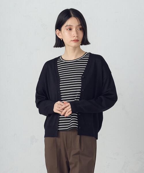 COMME CA ISM(コムサイズム)の「【ウォッシャブル・UVカット】ベーシック サマーニットカーディガン(カーディガン/ボレロ・レディース・ブラック/ホワイト/グリーン/モカ・MEDIUM/LARGE)」の12枚目の写真