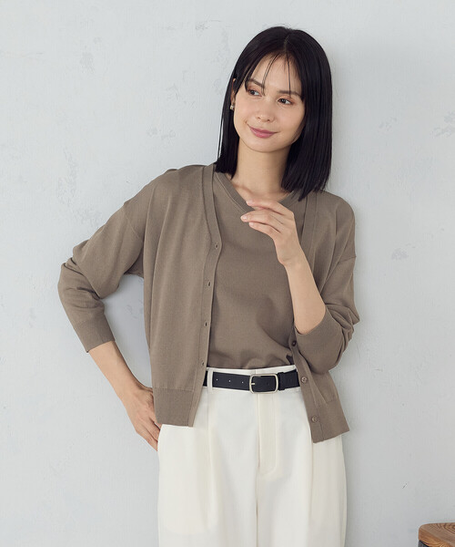 COMME CA ISM(コムサイズム)の「【ウォッシャブル・UVカット】ベーシック サマーニットカーディガン(カーディガン/ボレロ・レディース・ブラック/ホワイト/グリーン/モカ・MEDIUM/LARGE)」の18枚目の写真