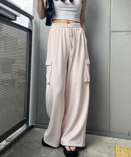 ArguECulturEモノカラー ワイドロング スウェットパンツ セール】カーゴスウェットワイドパンツ（スウェットパンツ
