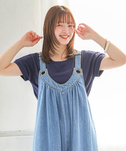 n'OrLABEL（ノアールレーベル）の「【汗じみ防止・接触冷感・吸水速乾】フレンチTシャツ（Tシャツ/カットソー・レディース・ライトグリーン/ブラック/グレイッシュベージュ/オフホワイト/ネイビー/ラベンダー/グレー/ブルー・3L/M/L/LL）」の6枚目の写真