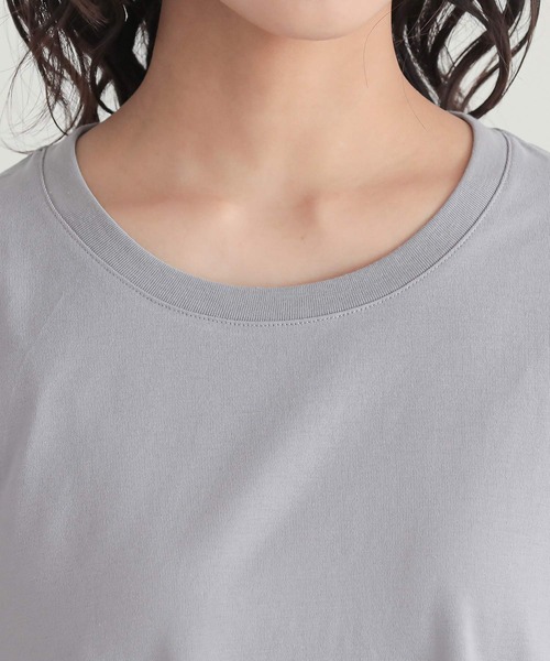 n'OrLABEL（ノアールレーベル）の「【汗じみ防止・接触冷感・吸水速乾】フレンチTシャツ（Tシャツ/カットソー・レディース・ライトグリーン/ブラック/グレイッシュベージュ/オフホワイト/ネイビー/ラベンダー/グレー/ブルー・3L/M/L/LL）」の11枚目の写真
