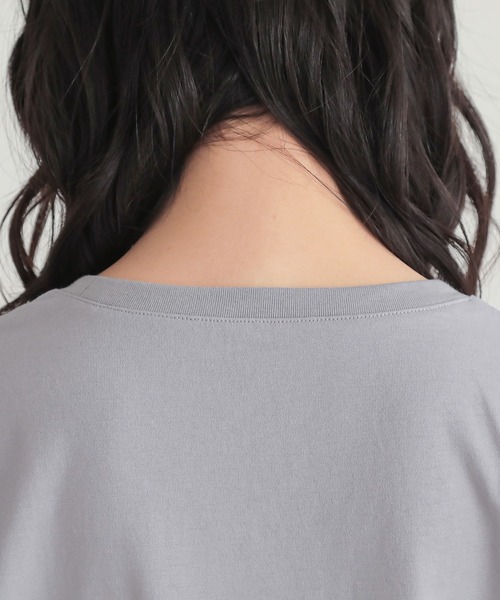 n'OrLABEL（ノアールレーベル）の「【汗じみ防止・接触冷感・吸水速乾】フレンチTシャツ（Tシャツ/カットソー・レディース・ライトグリーン/ブラック/グレイッシュベージュ/オフホワイト/ネイビー/ラベンダー/グレー/ブルー・3L/M/L/LL）」の12枚目の写真