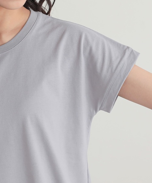 n'OrLABEL（ノアールレーベル）の「【汗じみ防止・接触冷感・吸水速乾】フレンチTシャツ（Tシャツ/カットソー・レディース・ライトグリーン/ブラック/グレイッシュベージュ/オフホワイト/ネイビー/ラベンダー/グレー/ブルー・3L/M/L/LL）」の13枚目の写真