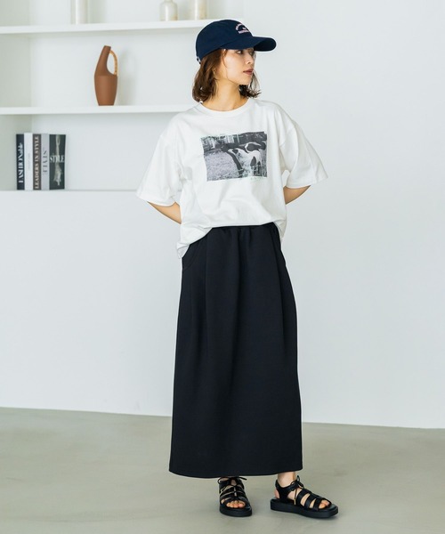 studio CLIP(スタディオクリップ)の「ダンボールコクーンスカート(スカート・レディース・ブラック/グレー・FREE)」の8枚目の写真