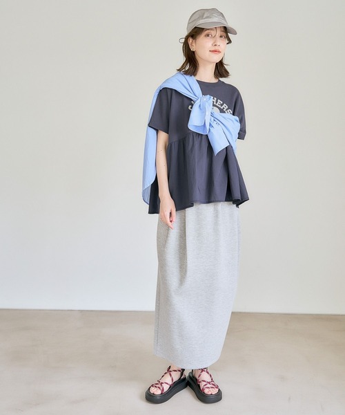 studio CLIP(スタディオクリップ)の「ダンボールコクーンスカート(スカート・レディース・ブラック/グレー・FREE)」の15枚目の写真