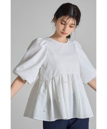 前後2WAYふくれジャガードパール付きチュニック