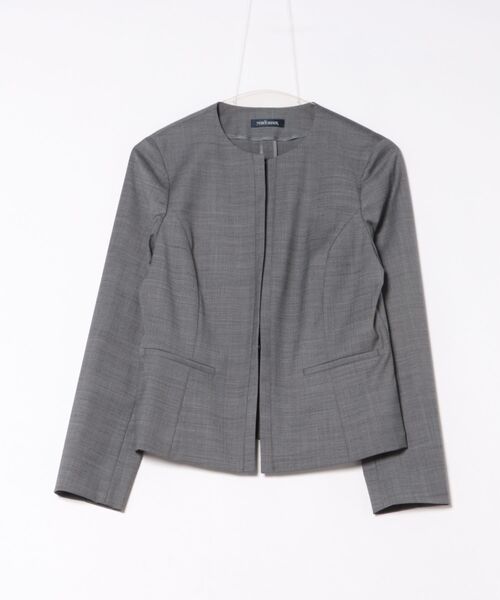 セール】【ウォッシャブル】シャークスキン ノーカラージャケット