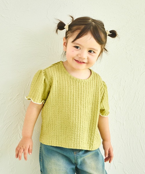 sea and shells by pairmanon(シーアンドシェルズバイペアマノン)の「【sea and shells by pairmanon】シボ素材 メロー プルオーバー(その他ベビーウェア・キッズ・ベージュ/グリーン系その他/ブラウン・80/100/110/90)」の1枚目の写真