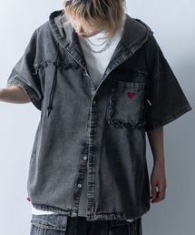 Starting Over(X^[eBOI[o[)Fringe denim one point hoodie/tWfj |CghJ p[J[(p[J[)
