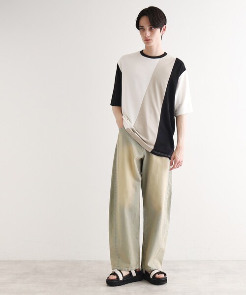 tk.TAKEO KIKUCHI(ティーケータケオキクチ)の「◆【UV、接触冷感】ナナメ切替アソートTシャツ(Tシャツ/カットソー・メンズ・グレー系3/ブラック系4/ホワイト系5/ホワイト系4・02/03/04/01)」の10枚目の写真