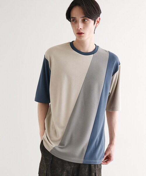 tk.TAKEO KIKUCHI(ティーケータケオキクチ)の「◆【UV、接触冷感】ナナメ切替アソートTシャツ(Tシャツ/カットソー・メンズ・グレー系3/ブラック系4/ホワイト系5/ホワイト系4・02/03/04/01)」の13枚目の写真