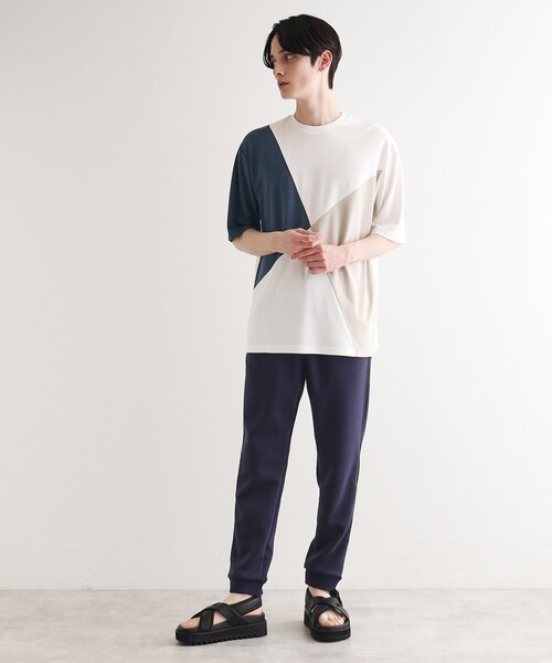 tk.TAKEO KIKUCHI(ティーケータケオキクチ)の「◆【UV、接触冷感】ナナメ切替アソートTシャツ(Tシャツ/カットソー・メンズ・グレー系3/ブラック系4/ホワイト系5/ホワイト系4・02/03/04/01)」の18枚目の写真