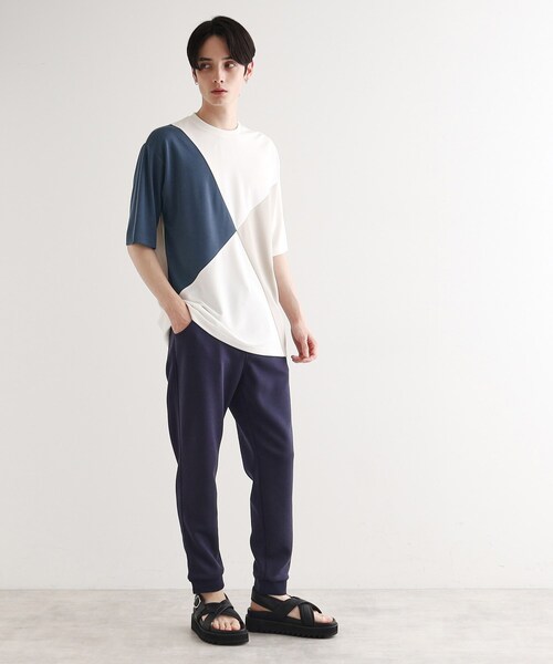 tk.TAKEO KIKUCHI(ティーケータケオキクチ)の「◆【UV、接触冷感】ナナメ切替アソートTシャツ(Tシャツ/カットソー・メンズ・グレー系3/ブラック系4/ホワイト系5/ホワイト系4・02/03/04/01)」の19枚目の写真