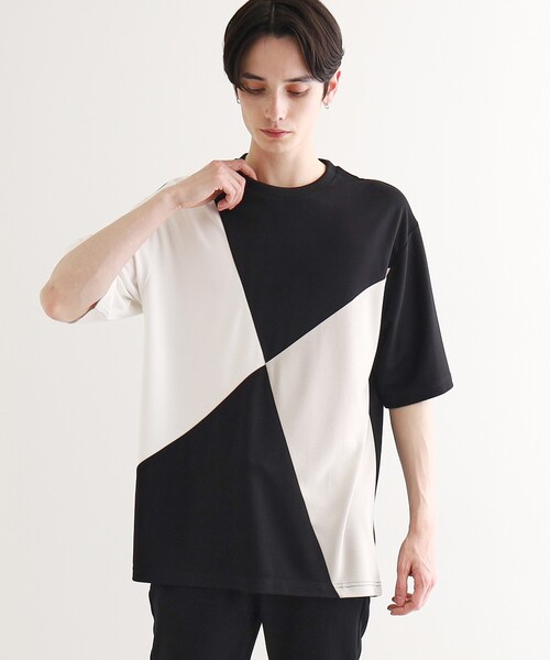 tk.TAKEO KIKUCHI(ティーケータケオキクチ)の「◆【UV、接触冷感】ナナメ切替アソートTシャツ(Tシャツ/カットソー・メンズ・グレー系3/ブラック系4/ホワイト系5/ホワイト系4・02/03/04/01)」の21枚目の写真