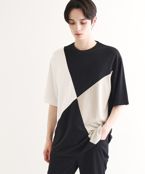 tk.TAKEO KIKUCHI(ティーケータケオキクチ)の「◆【UV、接触冷感】ナナメ切替アソートTシャツ(Tシャツ/カットソー・メンズ・グレー系3/ブラック系4/ホワイト系5/ホワイト系4・02/03/04/01)」の6枚目の写真
