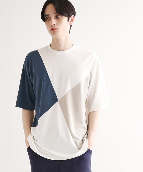 tk.TAKEO KIKUCHI(ティーケータケオキクチ)の「◆【UV、接触冷感】ナナメ切替アソートTシャツ(Tシャツ/カットソー・メンズ・グレー系3/ブラック系4/ホワイト系5/ホワイト系4・02/03/04/01)」の7枚目の写真