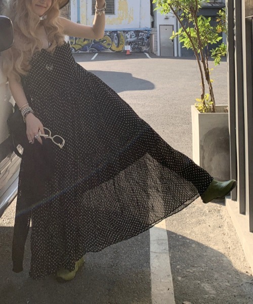 gossip!ロサンゼルス(ゴシップロサンゼルス)の「ドットパターン キャミソールワンピース(ワンピース・レディース・ブラック・FREE)」の7枚目の写真