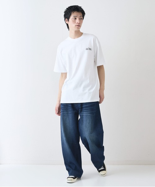 ragged mountain(ラギットマウンテン)の「【RAGGED MOUNTAIN:ラギットマウンテン】バックプリントTシャツ 半袖 オーバーサイズ(Tシャツ/カットソー・メンズ・ホワイト/ブラック/グレイッシュブルー/パープル/ベージュ/ネイビー/ブラウン・MEDIUM/LARGE/X-LARGE)」の8枚目の写真